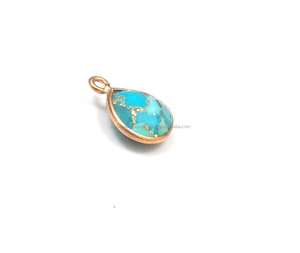 Hecho a mano en forma de corazón joyería de moda bisel conector cobre turquesa piedra preciosa chapado en oro rosa hermosos hallazgos - Product Image 3