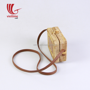 Sac à main d'épicerie pliable de grande capacité, triangle en rotin pour femmes/sac de plage en paille de plage/rotin du Vietnam, - Product Image 3