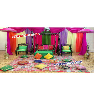 Columpio de escenario de boda indio, estilo antiguo, de madera, diseño moderno, con sillas - Product Image 1