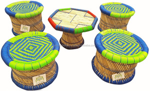 WholesaBamboo Canne Tabouret Jardin Ottoman Ensembles Repose-pieds Salon Ensembles Restaurant Gain de Place Tabouret Ensembles Os Incrustation Console - Product Image 3