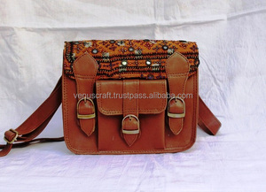 En gros personnalisé indien Vintage fait à la main miroir Banjara Tribal 100% en cuir véritable marron Boho sac d'école bandoulière sac à bandoulière - Product Image 6
