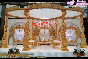 Mandap de fibra dorada para boda, decoración de boda, indio, dorado, nuevo diseño - Product Image 3