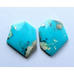 Paire assortie de cabochons en turquoise naturelle d'Arizona, forme fantaisie 23x19mm, ensemble de bijoux de haute qualité - Product Image 2