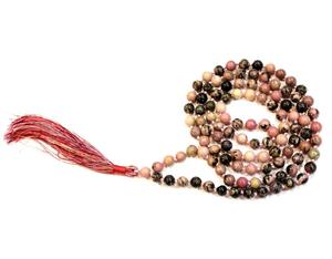 สร้อยคอพลอยธรรมชาติ Rhodonite108ลูกปัดมาลาสำหรับการทำสมาธิโยคะสร้อยคอไข่มุกทางศาสนาที่สมบูรณ์แบบของขวัญ OEM - Product Image 6