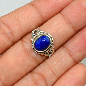 Jolies bagues en argent Sterling 925 Lapis à lunette bleue de forme ovale, vendeuse et grossiste, bijoux en argent de mode indienne - Product Image 4