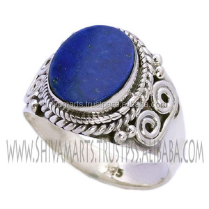 แหวนเพชร Lapis รูปวงรีสีเงินสวยงามแหวนเวอร์เมอร์ดีไซน์ใหม่เครื่องประดับเงินแฟนซีสำหรับงานแต่งงานงานปาร์ตี้ชุบโรเดียม - Product Image 2