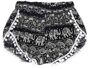 Shorts de Algodón Estampados para Mujer, Estilo Bohemio Hippie Vintage, Cintura Media, Transpirables, Elásticos, Holgados, Casuales de Playa - Product Image 1