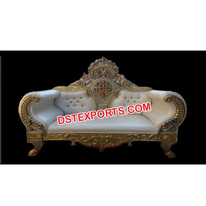 ทองเหลืองแต่งงานโลหะสองที่นั่งโซฟาแต่งงานผู้ผลิตเฟอร์นิเจอร์งานแต่งงานทองเหลืองโลหะแกะสลัก Maharaja โซฟาทองและเงิน - Product Image 2