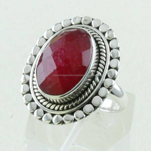Anillo de Plata de Ley 925 con piedra de Rubí, joyería hecha a mano, de proveedor y venta al por mayor, India - Product Image 2