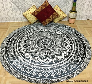 Tapiz Redondo Mandala, Tapiz de Pared de Algodón Hippie Estampado Doble para Tapete de Yoga o Decoración del Hogar, por Proveedores Indios - Product Image 5