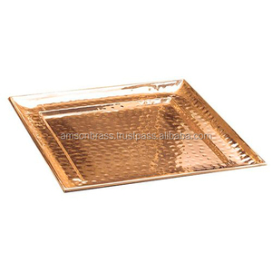 Haute Qualité Rectangulaire En Cuivre Martelé Plateau Carré - Product Image 1