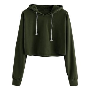 Women Winter Autumn Drawstring Hoodie Sweatshirt Hooded <b>Jumper</b> Pullover Crop Top - Product Image 1