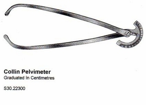 Collin Pelvimeter, Pince à épiler chirurgicale obstétricale 35 cm, manuelle, en acier inoxydable, certifiée CE, instrument médical de classe I - Product Image 3