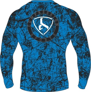 Camiseta Deportiva de Compresión para Hombre, Manga Larga, Protección UV, Impresión por Sublimación, Secado Rápido, Diseño de Calavera Azul - Product Image 2