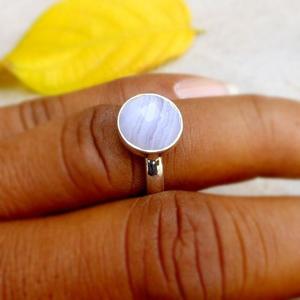 Bleu dentelle agate bague ovale ronde poire carré fantaisie rectangle pierre précieuse naturelle cabochon en argent sterling 925 - Product Image 2