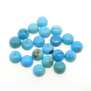Ishu Gems - Turquesa Americana Natural, Cabujón Redondo de 4 mm, 0.25 Quilates, Gema Azul Suelta para Joyería, Modelo IG7224 - Product Image 2