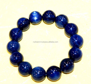 Bracelet en perles extensibles de kyanite de qualité supérieure, 14 mm, cristal de guérison, fait à la main, naturel, unisexe, cadeau de mariage ou de fête - Product Image 2