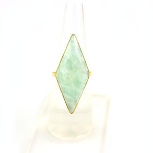 Amazonite plaqué or argent sterling longue marquise étroite réglable pierres précieuses bagues de bijouterie fine - Product Image 3
