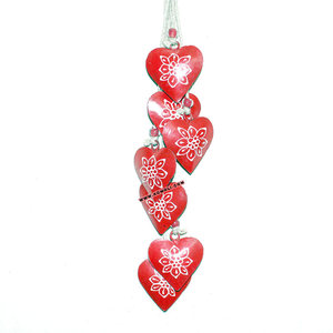 Corazón colgante decorativo en forma de corazón, artesanía de hierro, hecho a mano, Rojo