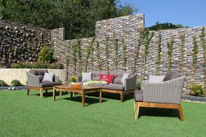 Ensemble luxueux de canapé en poly rotin pour l'extérieur ou le salon Cadre en aluminium Pieds en bois Fibre d'osier - Product Image 6