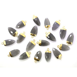 Gray Moonstone With Bail Gold Plated Half Marquise Shape Pendant For Jewellery Making - Product Image 3