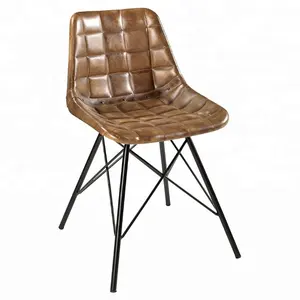 Chaise de Restaurant en cuir marron foncé, tapisserie industriel et vintage de style européen