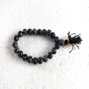 Gemstone Natural Obsidian Stone Beads <b>Bracelet</b> Semi-Precious Agate <b>Crystal</b> <b>Healing</b> Snowflake Power Chakra Reiki Style - Product Image 1