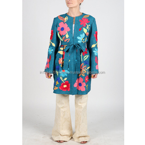 Chaqueta Vintage bordada con flores de Color Pastel para mujer, ropa Bohemia para playa y complejo turístico, India, venta al por mayor - Product Image 1