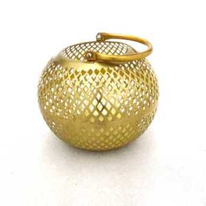 HOME DECORATION ANTIQUE NEW FILIGREE ROUND GOLD HURRICANE <b>LANTERN</b> - Product Image 5