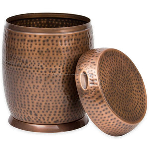 ทองแดงโบราณกลองสไตล์ค้อนเหล็กด้านโต๊ะกาแฟที่มีพื้นที่จัดเก็บ - Product Image 1