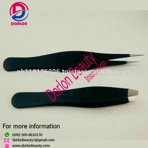 Pince à épiler à poils incarnés à sourcils inclinés noirs brillants de qualité professionnelle ensemble vente chaude utilisation de beauté avec pointe pointue - Product Image 6