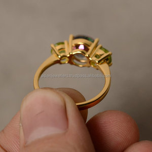 Quartz mytique et Quartz péridot, bague en pierre précieuse, argent Sterling 925 fait à la main - Product Image 3