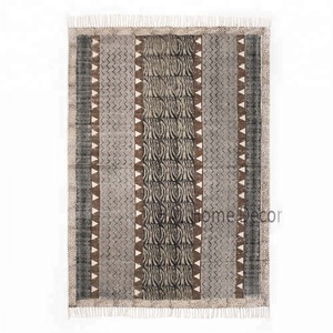 พรม Dhurrie ผ้าฝ้ายพิมพ์ลาย,พรมปูพื้นตกแต่งสำหรับห้องนั่งเล่น - Product Image 3