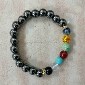 Bracelet de guérison en hématite Bijoux perlés Pierre précieuse de guérison naturelle unisexe - Product Image 1