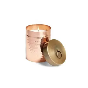 Metal estanho cobre vela recipientes com tampa de latão para decoração fabricante por HHO
