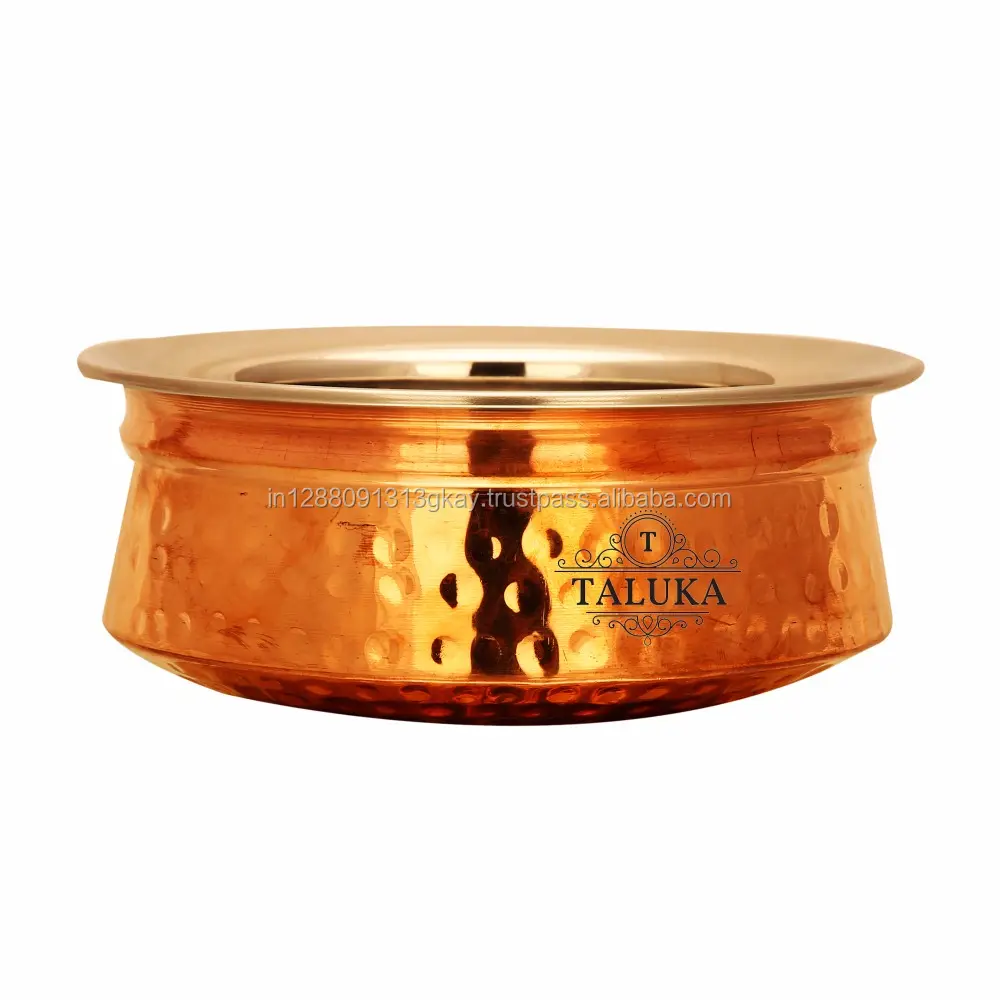 Handmade 25 oz serving bowl inside stainless steel outside copper handi