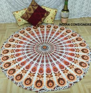 Serviette de plage, tapis de pique-nique, tapis rond hippie à motif mandala ombré, 100 % coton, décoration intérieure, fait à la main par des consignateurs indiens - Product Image 2