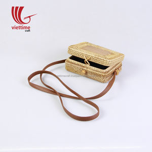 Sac à main d'épicerie pliable de grande capacité, triangle en rotin pour femmes/sac de plage en paille de plage/rotin du Vietnam, - Product Image 5