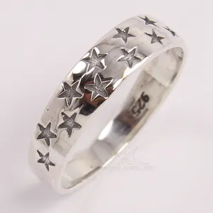 Estrelas tema banda Anel Todos Os Tamanhos 925 Sterling Silver plain Sólida Nenhuma Pedra do site da loja online