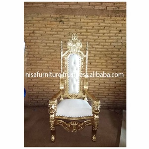 เก้าอี้ราชบัลลังก์ทรงราชาสิงโตฝรั่งเศสโบราณขนาดกลางใส่สบายทำจากโฟมไม้แข็งเนื้อผ้าหุ้มหนังสำหรับงานแต่งงาน - Product Image 3