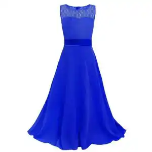 Hochwertige Großhandel benutzer definierte Bangkok Kinder Party Kind blau Mädchen Prinzessin Maxi kleid