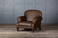 Fauteuil club vintage en cuir véritable - ANIL UDYOG