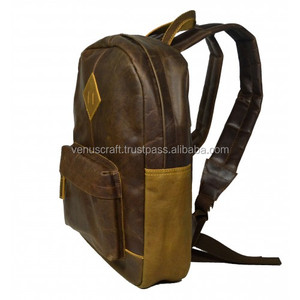 New Materials Good Price Custom Dark Brown Color Genuine Leather Backpack Laptop Business Travel <b>Shoulder</b> <b>Bags</b> for <b>Men</b> Backpacks - Product Image 2
