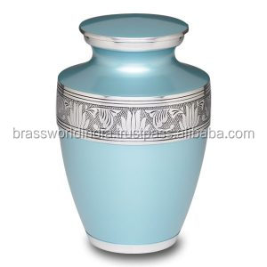 Urna funeraria Azul zafiro de Brassworld India, urna de cremación de Metal de estilo americano para adultos, suministros funerarios de Metal de latón - Product Image 3