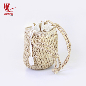 Bolsa de cubo de paja tejida con forro, bolsa de playa de jacinto de agua, venta al por mayor en Vietnam - Product Image 3