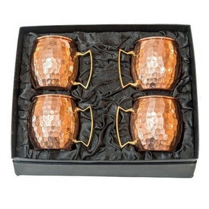 Vente chaude tasses en cuivre pur avec poignée en laiton poli miroir dans 4 pièces tasses attrayantes pour la santé dans des tasses pour la maison - Product Image 1