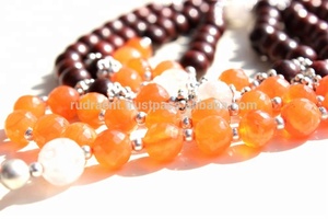 Collier unisexe en pierre de cornaline naturelle et perles de Yoga Mala Style bohème pour fête bouddhiste ou cadeau spirituel indien - Product Image 5