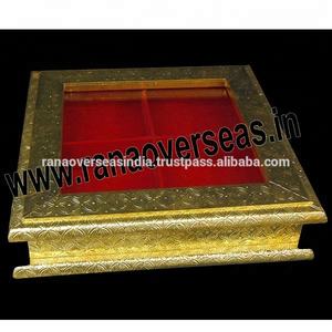 Polished Eco-Friendly Wooden <b>Sweet</b> <b>Box</b> with 4 Compartments in Square Shape for Wedding Party and Diwali <b>Gifts</b> - Product Image 2