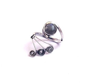 Encantador diseño amatista anillo de plata hecho a mano ajustable bohemio piedra preciosa bisel ajuste mayorista aleación joyería - Product Image 2
