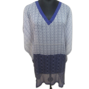 Blue Print White Cotton <b>kaftan</b> - Product Image 1